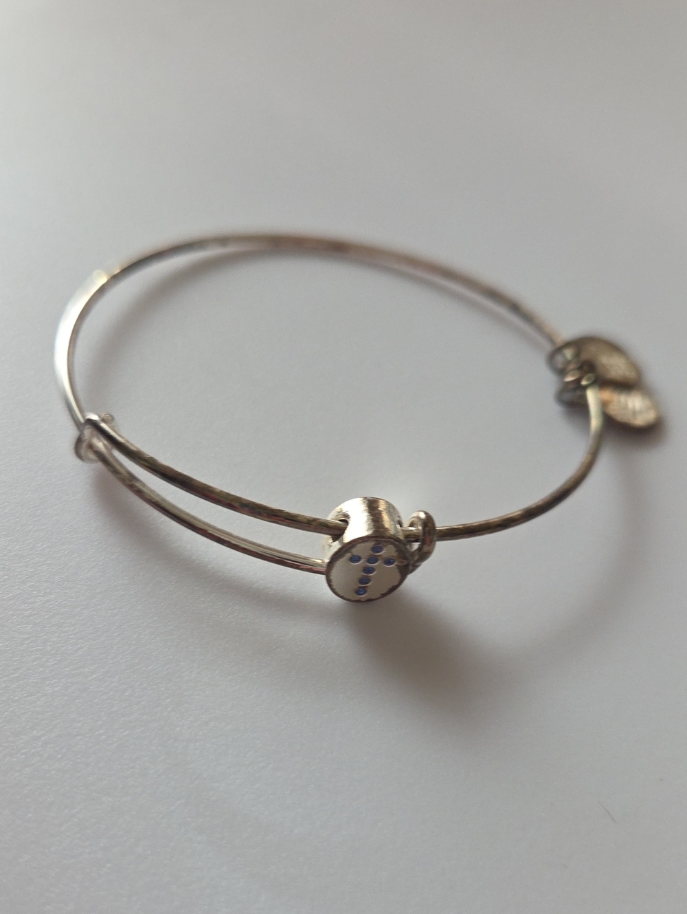 Alex and Ani Silver-Tone Cross Dot Charm Bangle Bracelet
